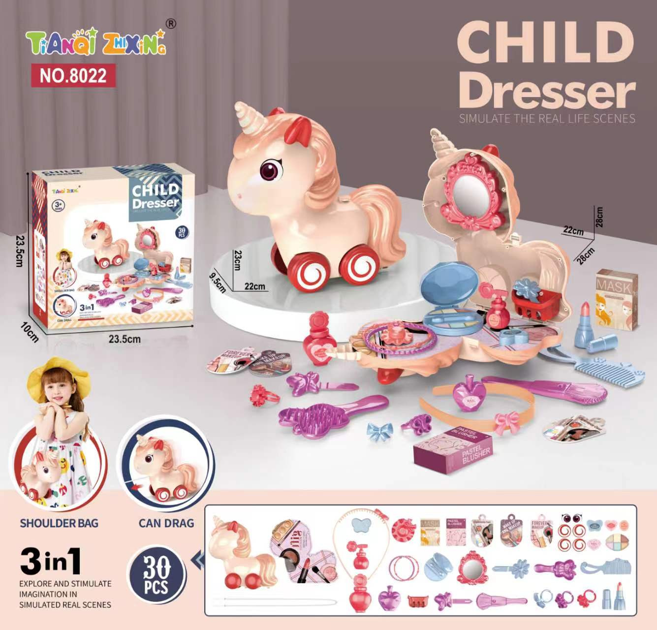 Fábrica personalizada para el juego de simulación pony de dibujos animados unicornio espalda hombro juguetes interactivos multifuncionales