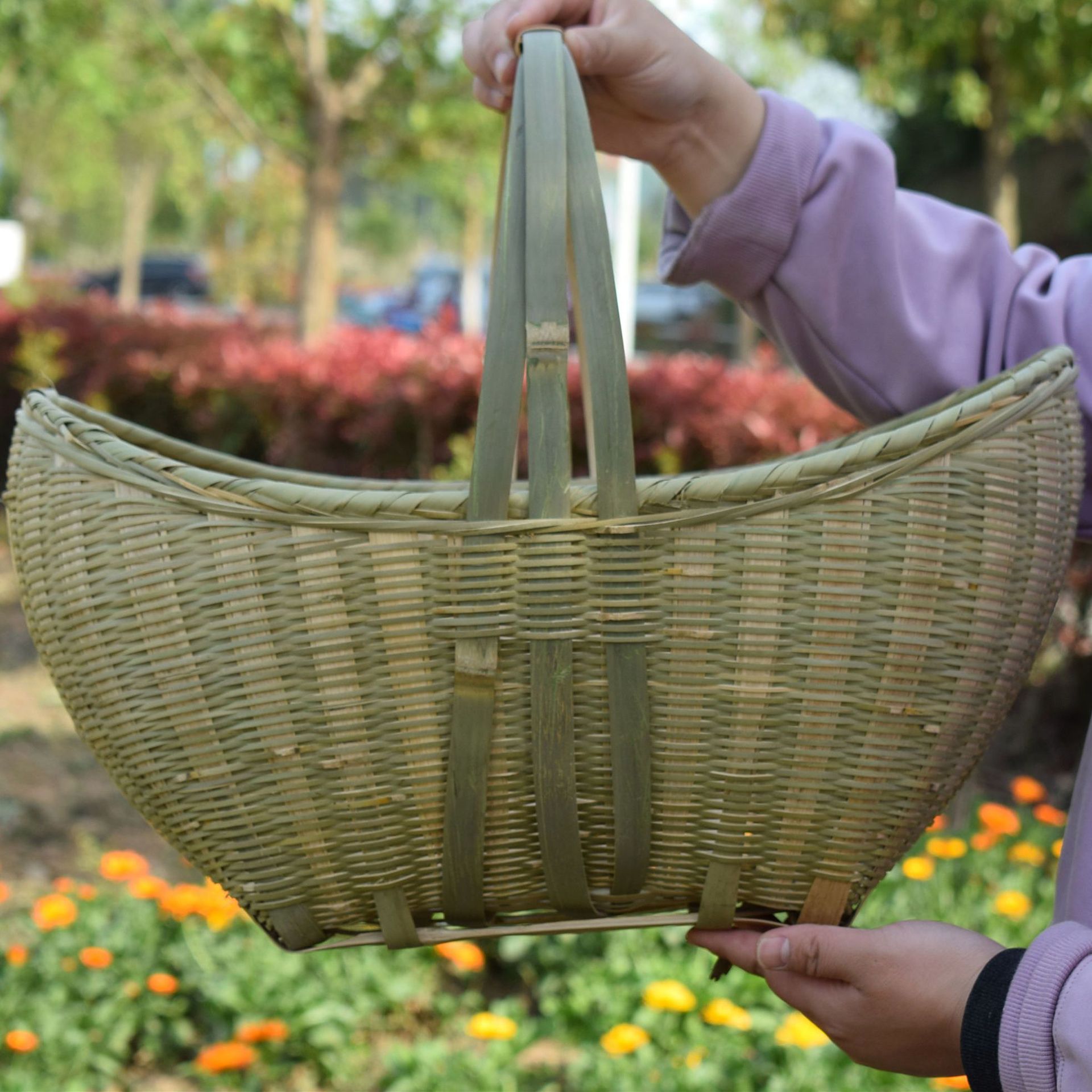 Cesta de bambú Cesta de frutas hecha a mano Cesta de productos de bambú Cesta de almacenamiento Cesta de huevos Cesta de bambú Cesta de mano Cesta de verduras de bambú