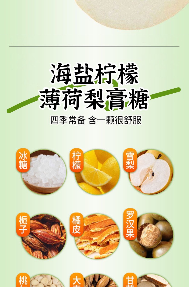 Sea Salt Lemon Mint Pear Paste Candy 200g Jar Cooling Herbal Hard Candy for Summer Refreshment quality and texture