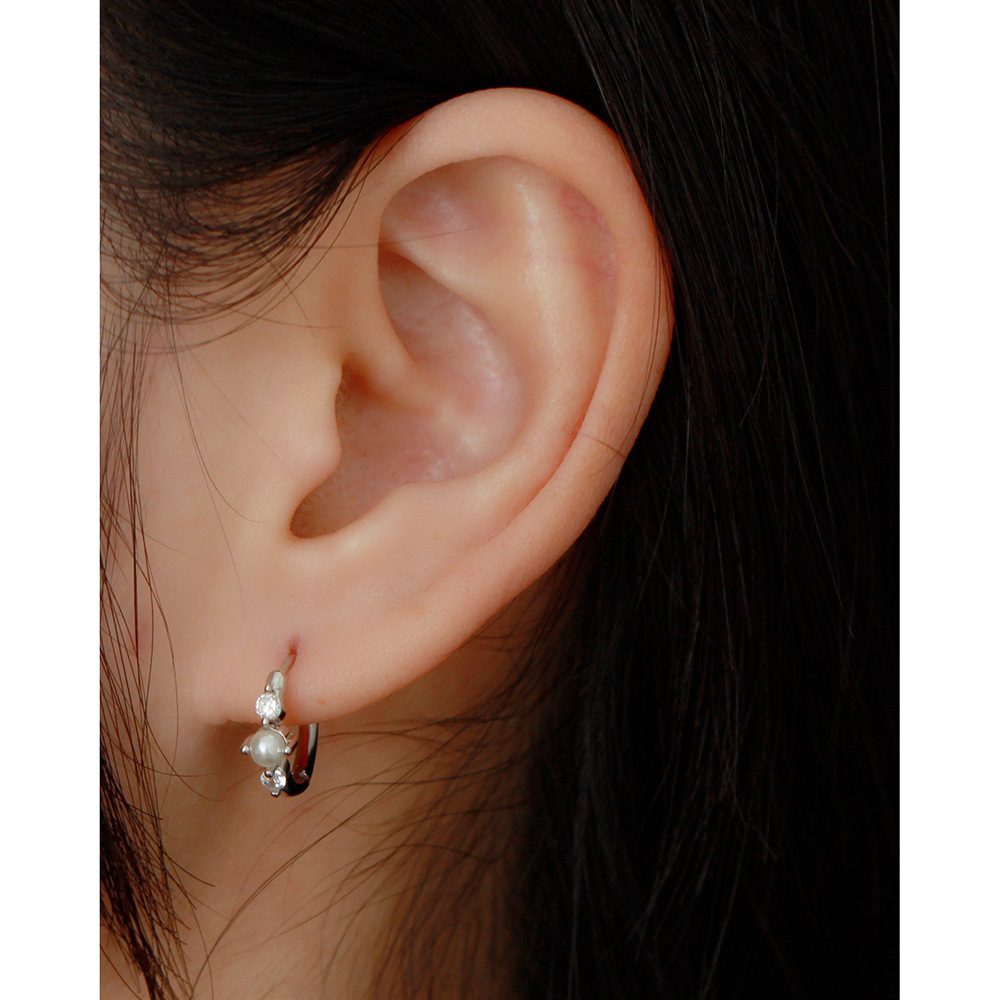 18K Real Gold Plated, Platinum Plated Plating Material Pearl, Zircon Inlay Material Earrings Classification 1 Pair 925 Sterling Silver Pearl Zircon Round Earrings