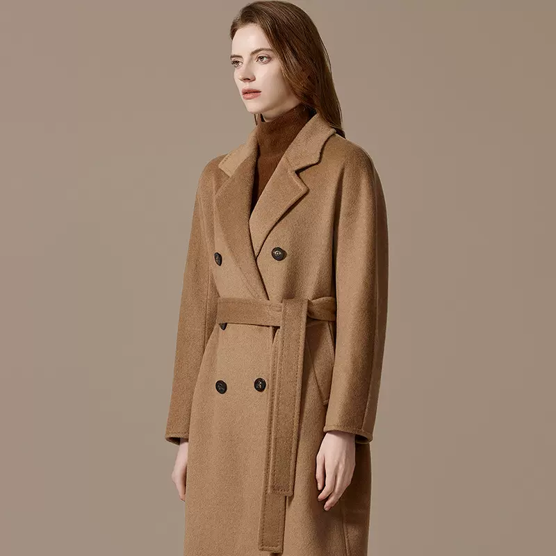 有内衬100绒骆驼绒大衣女式单面冬季新款经典101801毛呢外套