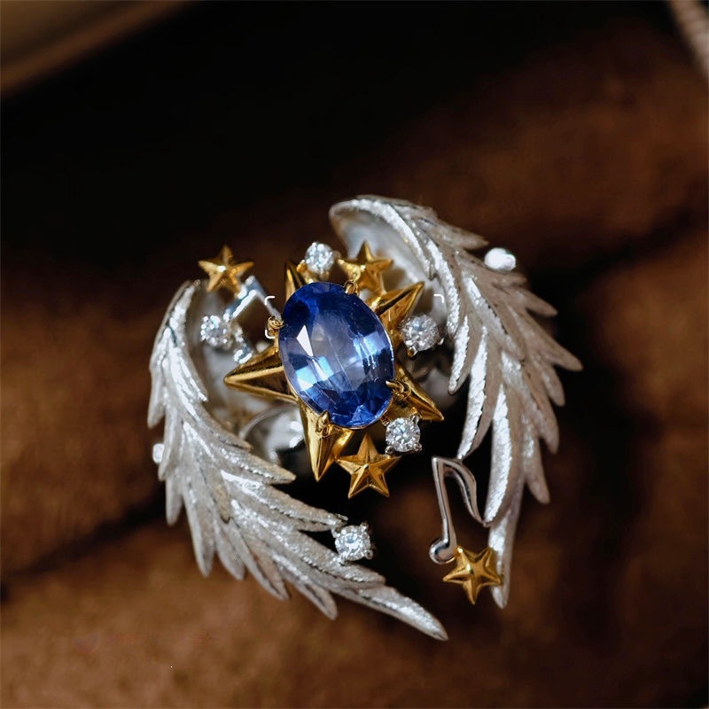 Cross-border wings protect the stars, exquisite and versatile, stylish and unique, with a high-end feel, niche design, angel wings ring
