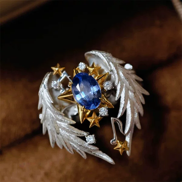 Cross-border wings protect the stars, exquisite and versatile, stylish and unique, with a high-end feel, niche design, angel wings ring
