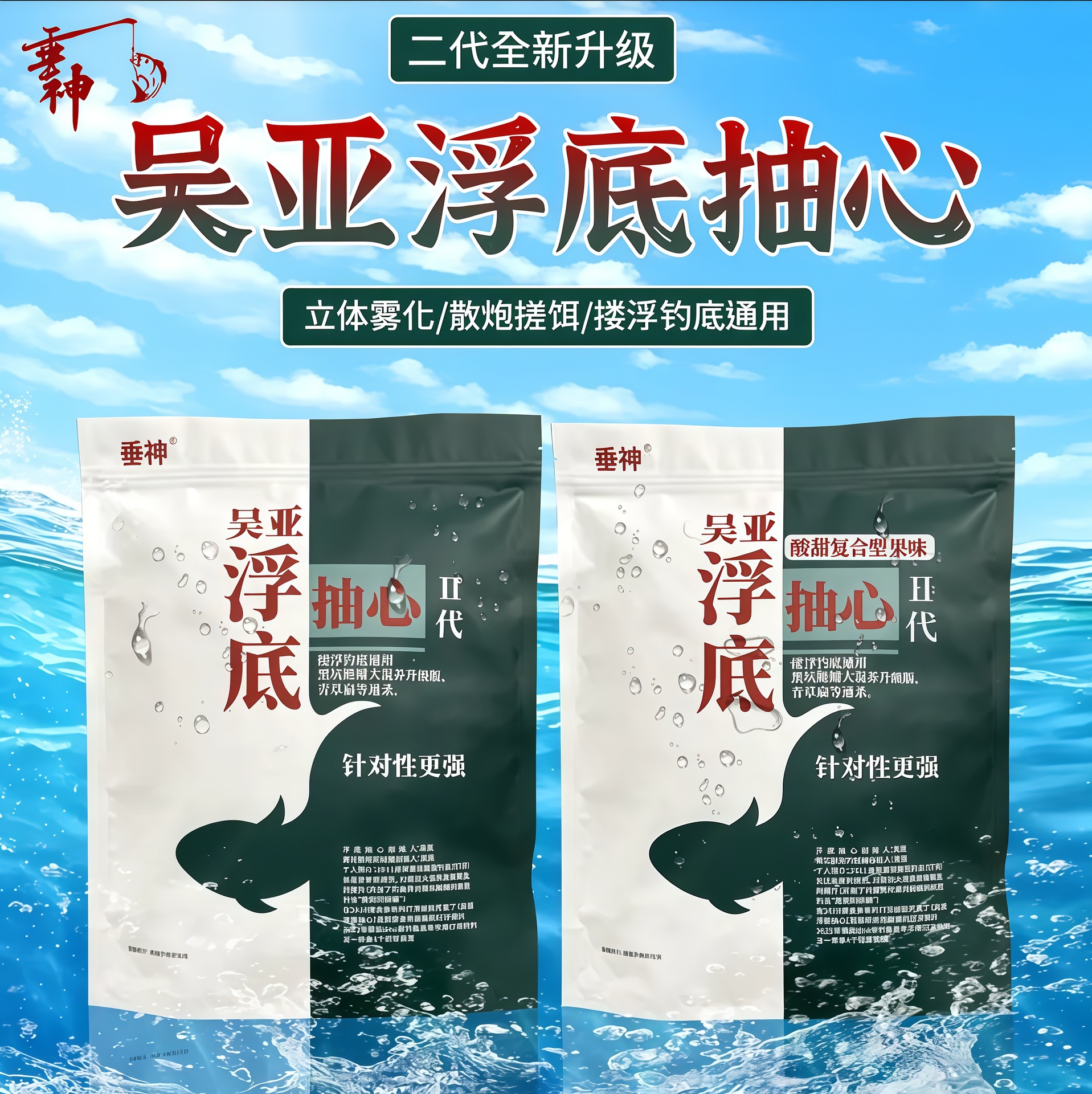 La nueva actualización de la segunda generación de Chuishen Wu Ya, el embalse de Heikeng flotante, el cañón suelto, la carpa plateada, la carpa cabezona, la carpa cruciana, el besugo