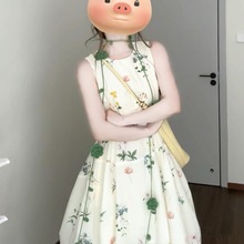 夏日绝美无袖背心碎花连衣裙子女夏季2025新款小个子气质长裙百搭