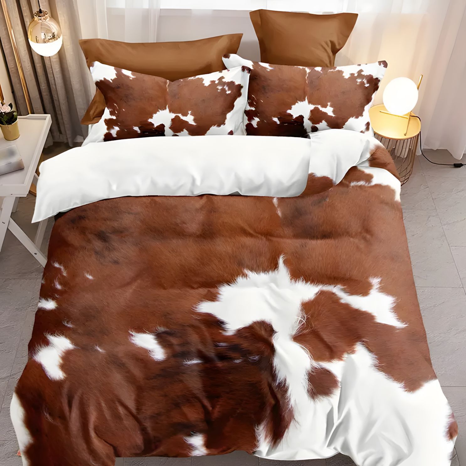 TEMU / JIT transfronterizo piel suave costura rústica kraft 3D impresión digital colcha de cama set