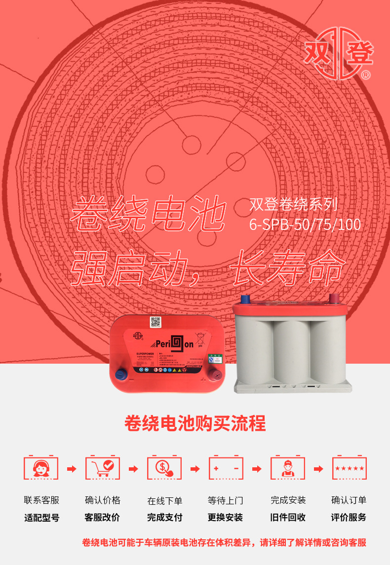 Shuangdeng Coiled Battery 6-Spb-75 Maintenance-Free Start-Stop Battery 12V80Ah Dual-Purpose for Automotive and Industrial Use