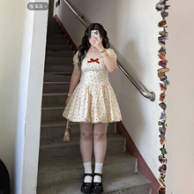 大码法式波点蓬蓬裙甜美公主收腰连衣裙夏季新款少女可爱显瘦裙子