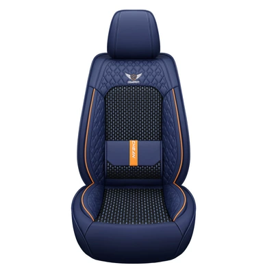 Summer Car Seat Cushion Full-Coverage Leather Seat Cover Temu Ebay Amazon Summer Breathable Seat Cushion (Seat cushion, seat cover) - blue-front-row-single-seat-free-labeling