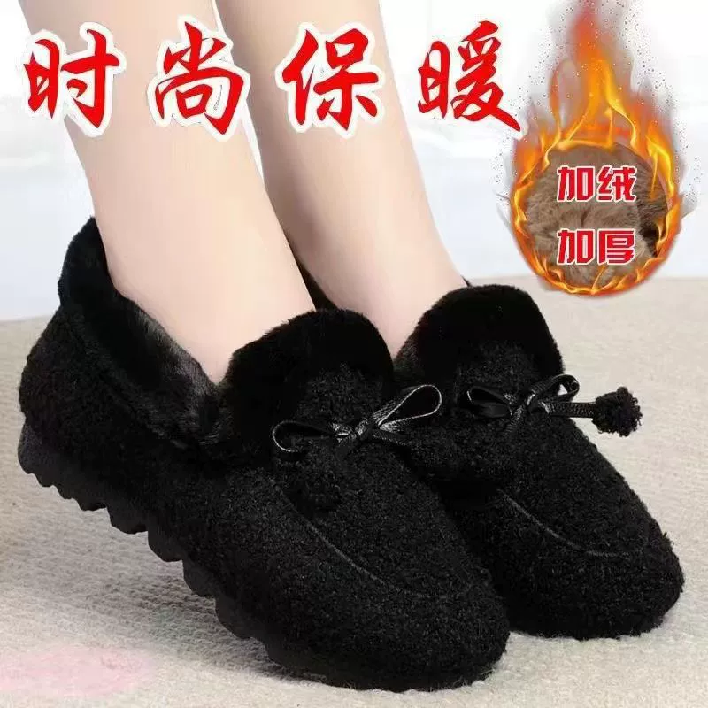 Обувь Мао, Женская Тканевая обувь Old Beijing, женская зимняя новая хлопковая обувь Doudou, нескользящая теплая мягкая подошва на флисовой подкладке, утолщенная плоская подошва