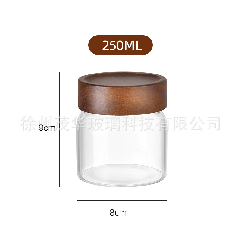 botella de embalaje de cáscara de naranja de gran capacidad alta borosilicato tanque de almacenamiento de vidrio sellado granos gruesos frutas secas jarro de té tapa de madera acacia