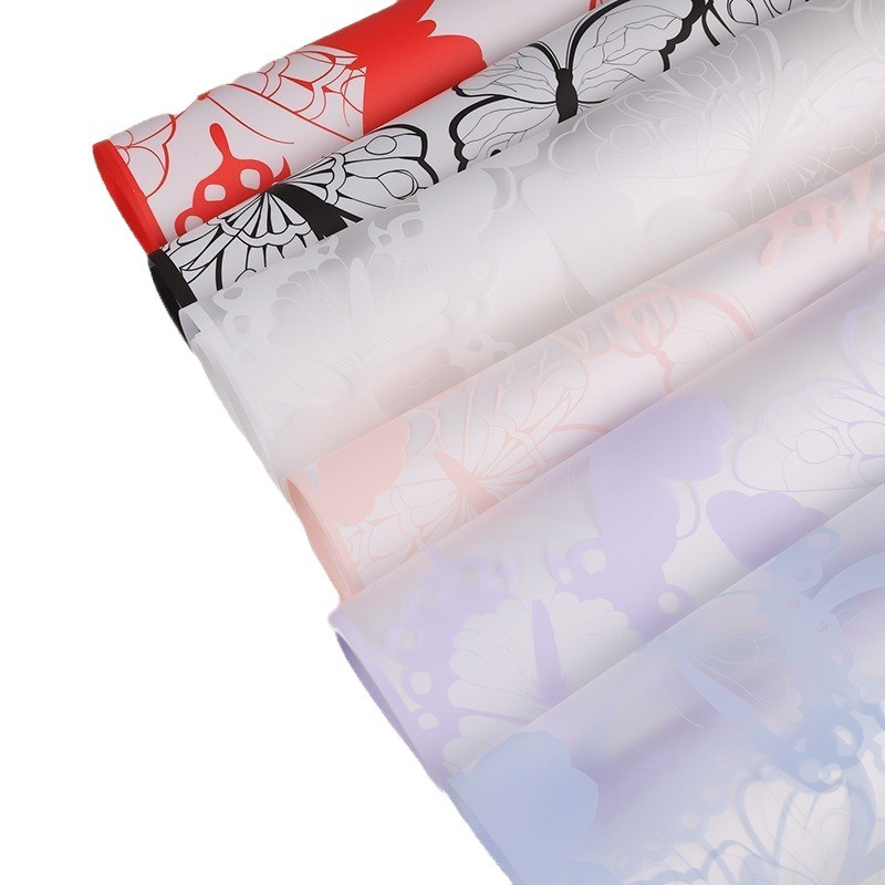 Qixi mariposa niebla papel de embalaje de flores plástico OPP película ramo de flores papel de embalaje de flores hecha a mano DIY materiales de florista