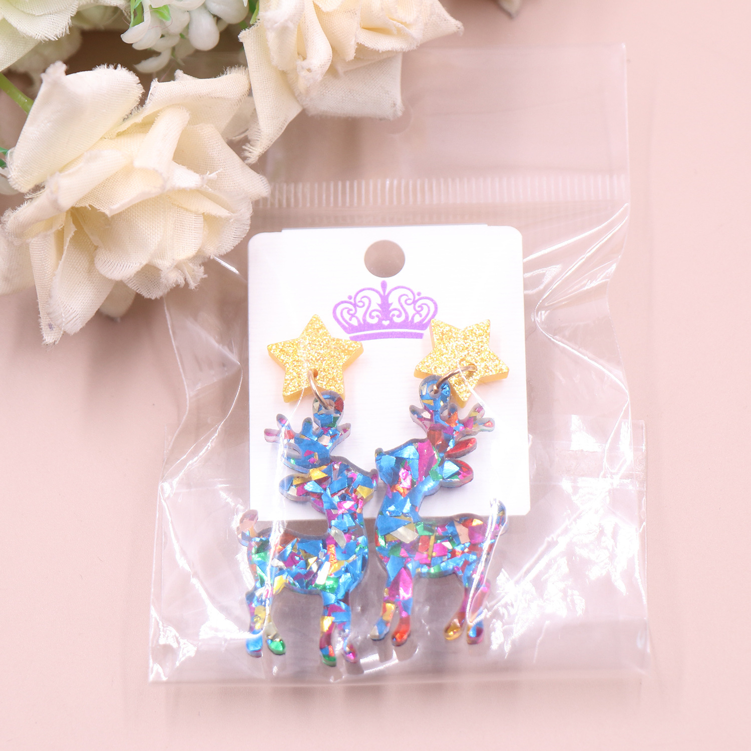 Christmas Festival Elk Pattern Women's Gender 1 Pair Christmas Cute Elk Arylic Drop Earrings