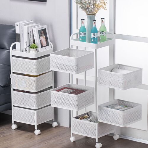 Kitchen vegetable rotating shelf, floor-standing multi-layer square household vegetable basket fruit and vegetable storage rack factory