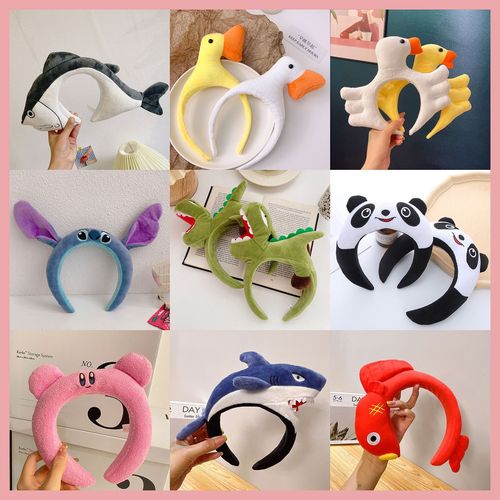 Korean Version Famous Cartoon Animal Hairband Small Dinosaur Great White Shark Scream Duck Headband Cute Funny Animal Headband