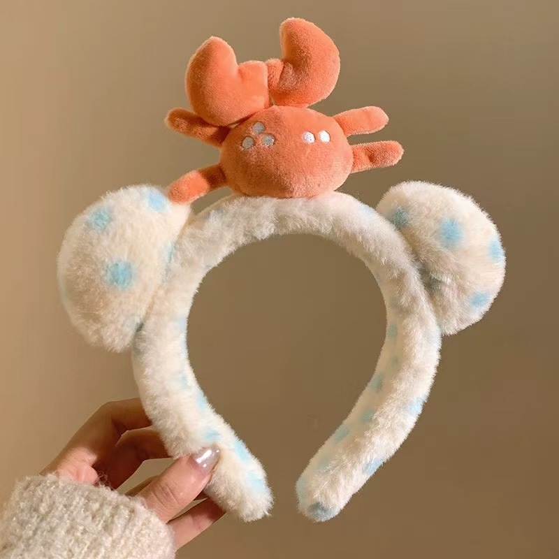 Otoño y invierno lindos estereoscópicos de peluche bandeja de cabello de dibujos animados orejas de gato orejas de conejo lavar la cara bandeja de cabello rojo al por mayor accesorios para el cabello