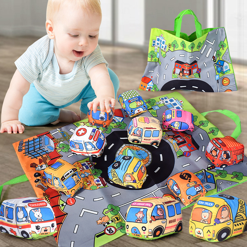 Cross-Border baby car cloth book baby can bite not tear Three-dimensional bus storage bag cloth book early education toys
