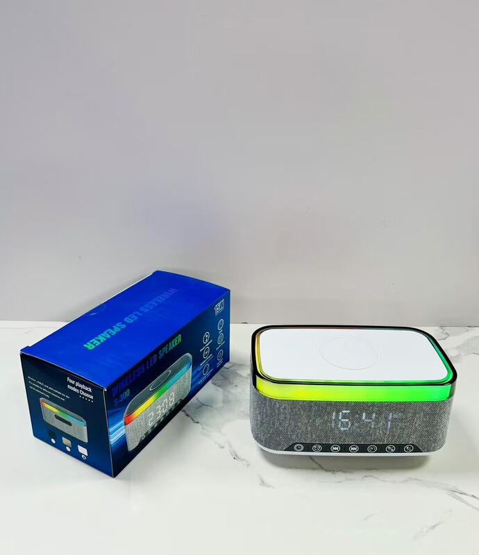 新型ホワイトノイズbluetoothスピーカー無線充電デジタル時計目覚まし時計三合一無線充電雰囲気ランプ音響|undefined