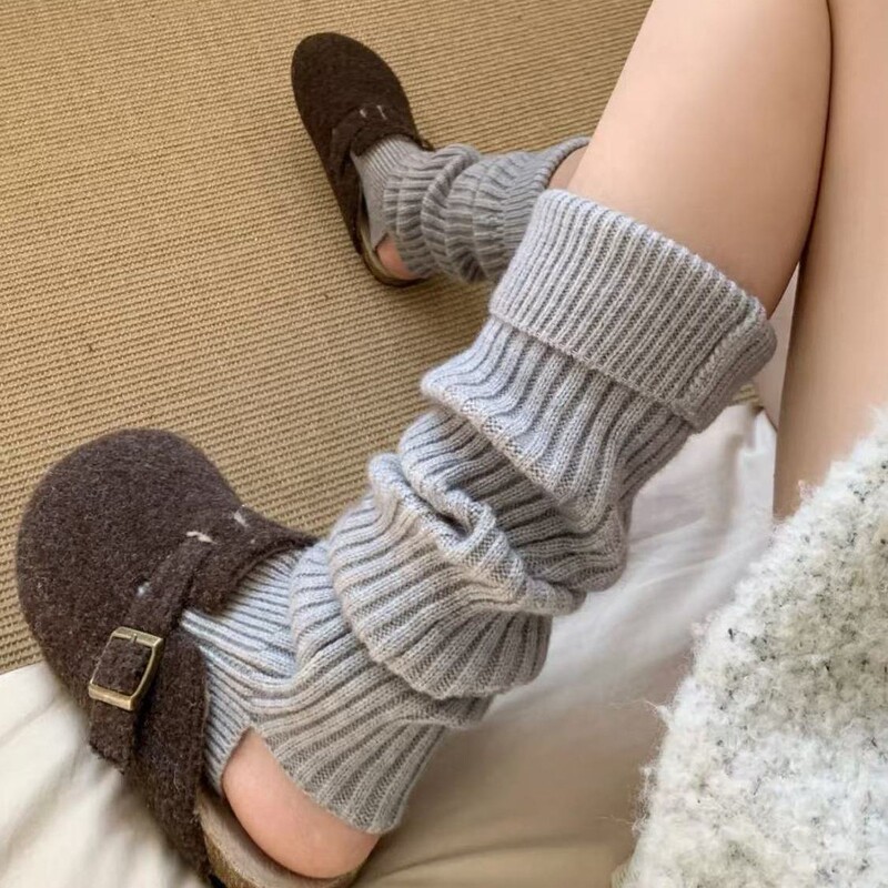 Autumn and Winter Knitted Jk Footed Socks for Women, Solid Color Warm Leg Warmers, Japanese Cute Calf Socks, Snow Boots Slouch Socks Autumn and Winter Knitted Jk Footed Socks for Women, Solid Color Warm Leg Warmers, Japanese Cute Calf Socks, Snow Boots Slouch Socks