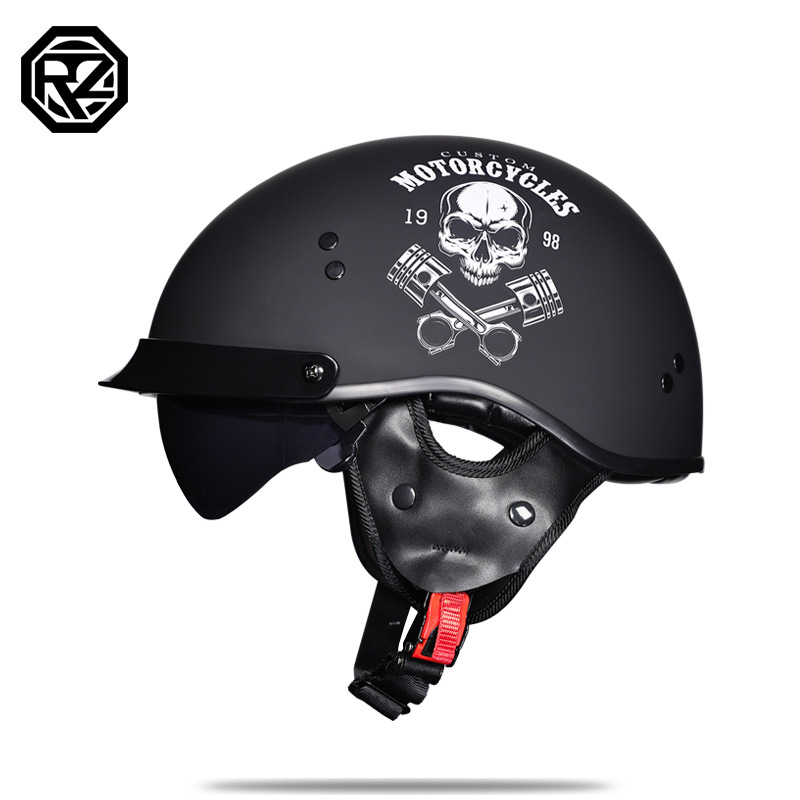 Orz retro medio casco de motocicleta casco verano locomotora crucero cuatro estaciones certificado 3C fibra de carbono hombres y mujeres
