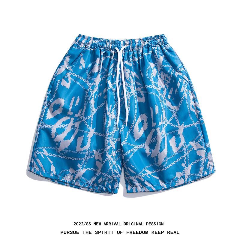 Men's Beach Shorts Swim Trunks Quick-Dry Boxer Large Size Five-Point Shorts Seaside Vacation Loose Shorts Trendy Stylish