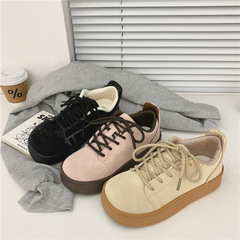 春季學院日系百搭方頭板鞋女2024新款平底低幫帆布鞋直播女鞋代發