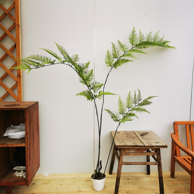 楼夏家シミュレーション緑植金糸猿頭シダ室内ショーウインドー偽植物置物日本風ネット赤禅意盆栽|undefined