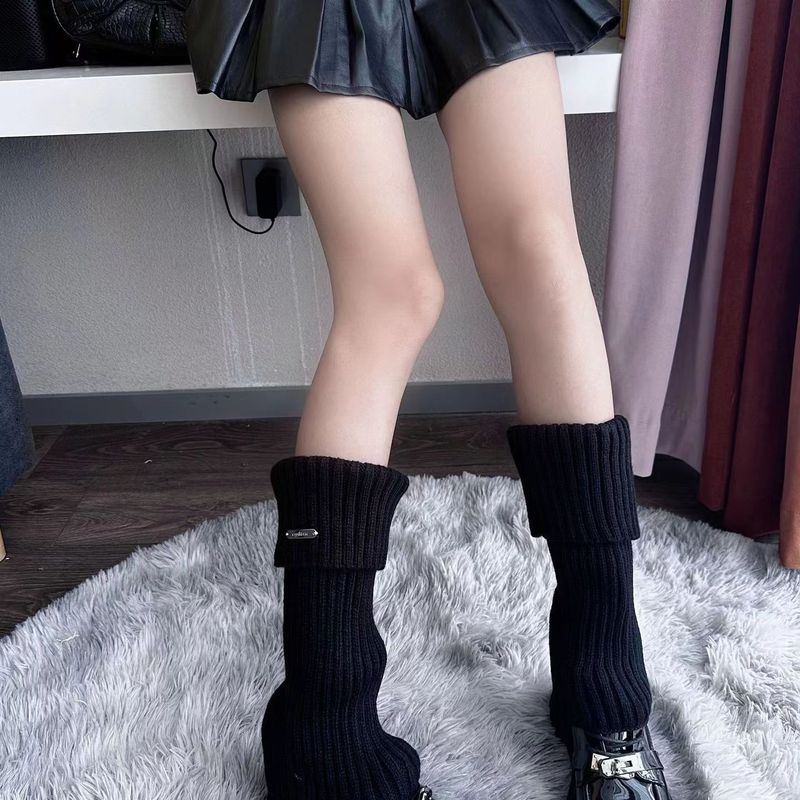 加厚保暖金属标针织袜秋冬季日系袜套少女百搭堆堆袜套鞋套小腿袜|undefined