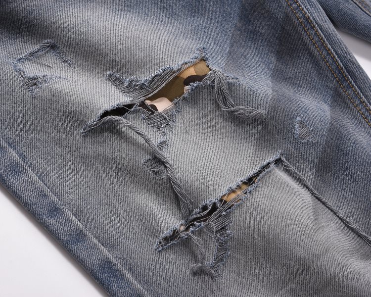 Men's Slim Fit Distressed Skinny Jeans With Ripped Patch Details_voghion.com