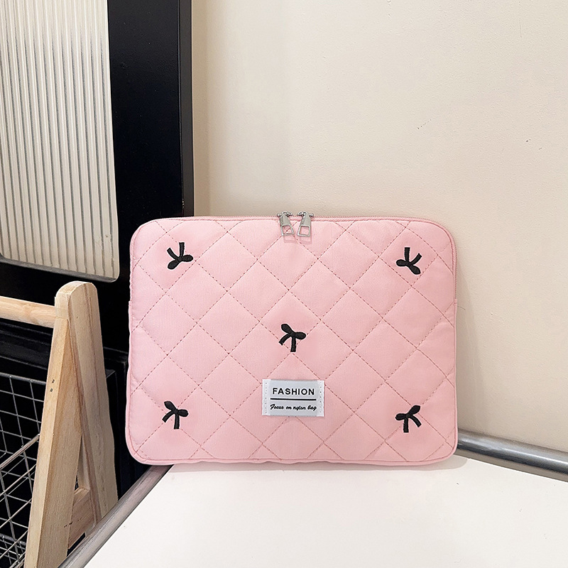 Arco coreano tablet computadora portátil lindo ins bordado universal bolso de mano casual personalidad