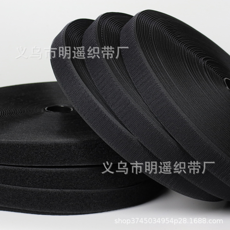 Fabricantes al por mayor 2.5cm mezcla de nylon negro velcro ventana puerta de pantalla gancho texturizado velcro fijación adhesiva