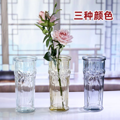 Spirit of Wine Flower Vase Nordic Relief Glass Vase Home Light Luxury Colorful Lucky Bamboo Water Cultured Flower Vase Decorative Accent