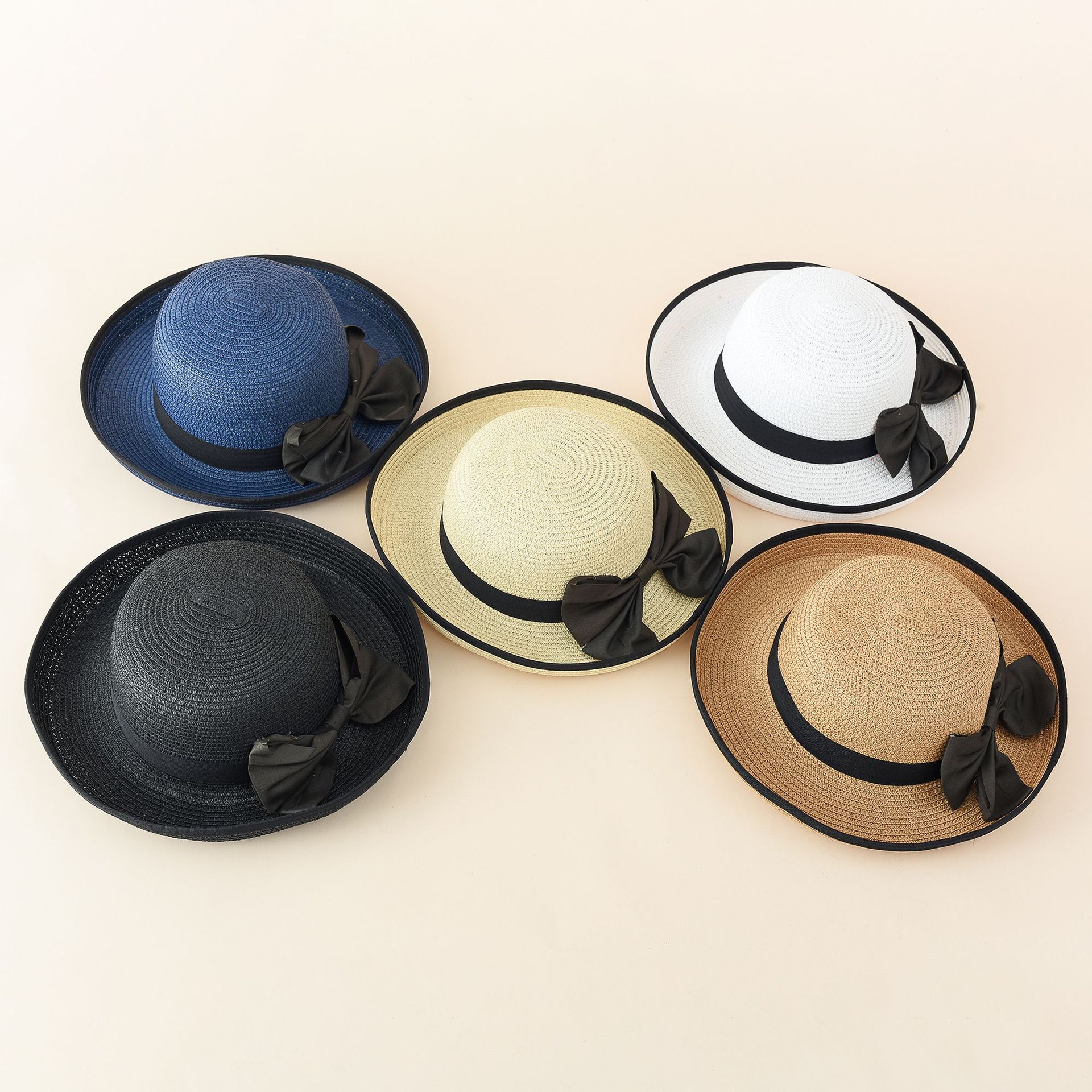 Nuevo estilo coreano elegante playa sol sombrero curling cúpula sombrero verano playa mujeres arco sol sombrero moda