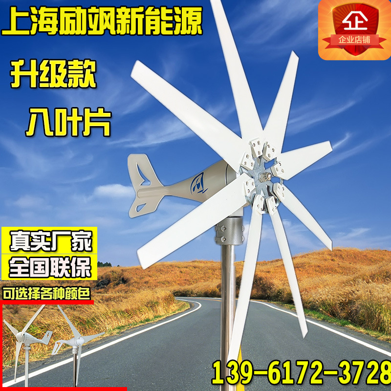厂家直销 新款八叶片风力发电机 微风启动 风光互补系统 十年厂家