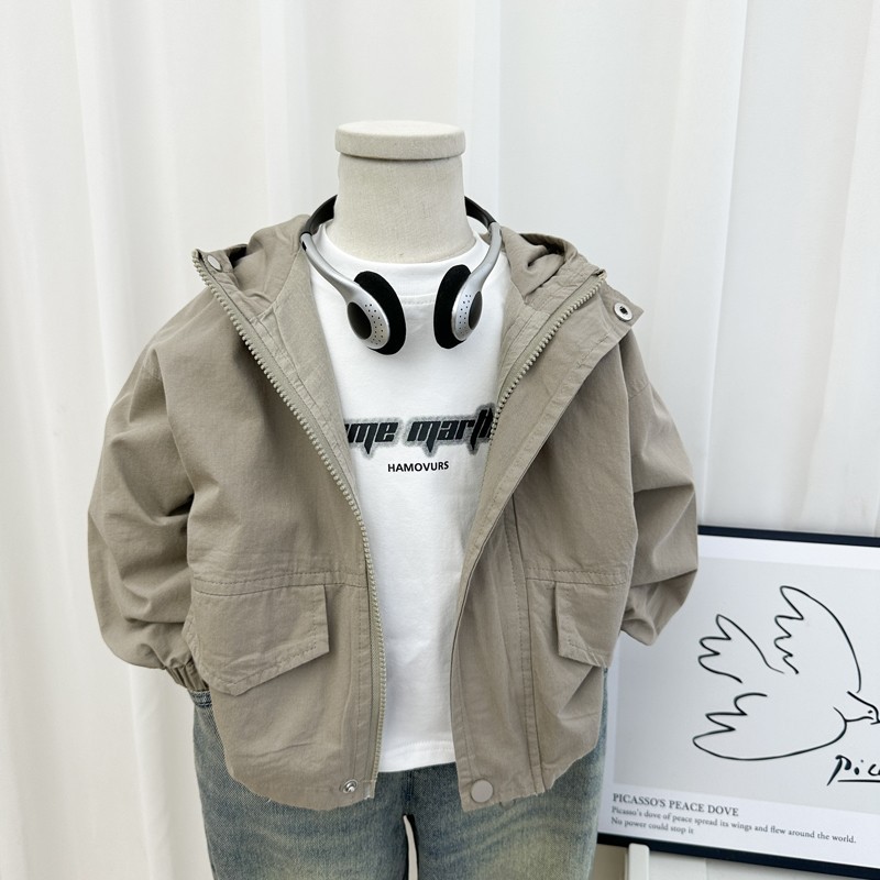 아동복 소년 후드코트 봄 · 가을 얇은 코트 한국식 아동면 캐주얼 탑 뉴 카디건