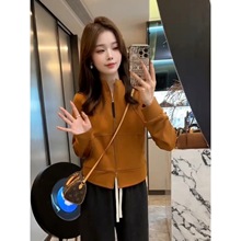 高级感拉链开衫卫衣外套女2025新款今年流行爆款小个子显瘦上衣潮