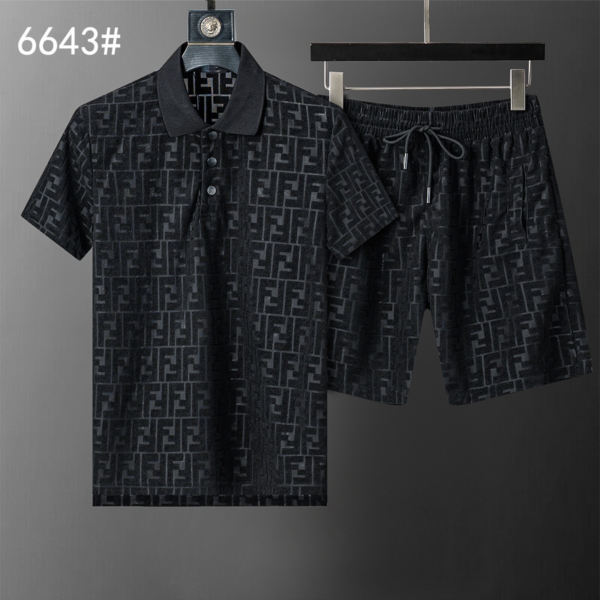 Cross-border versión correcta polo manga corta set de collar de verano clásico toalla de hombre bordado casual Europa y América explosión