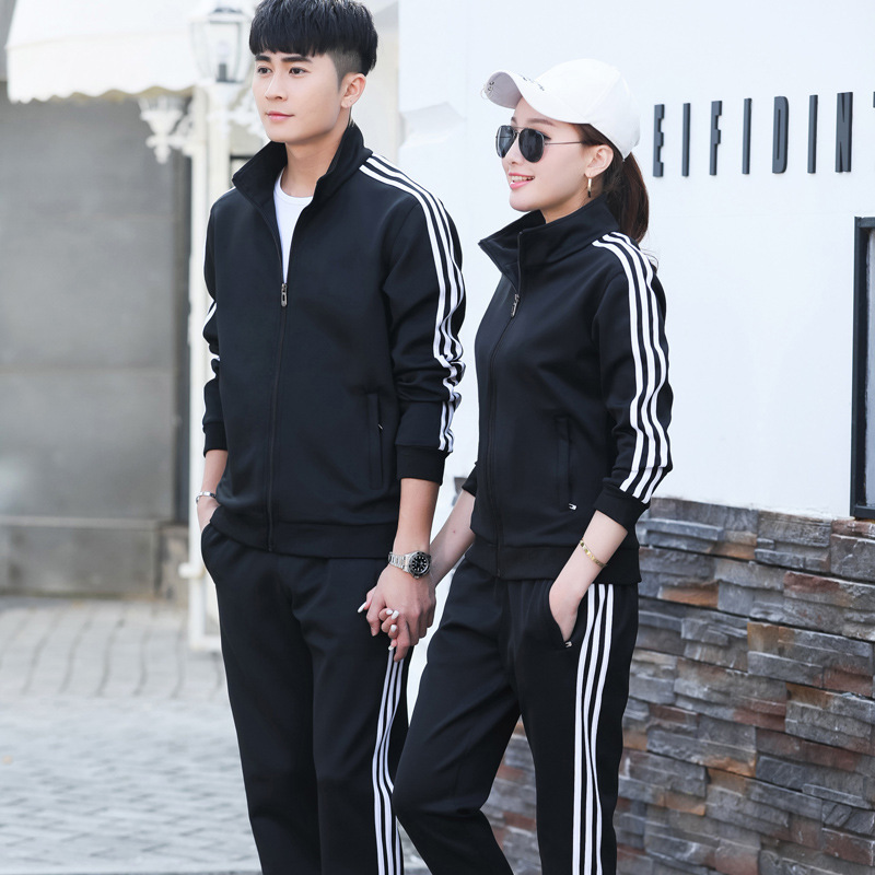 Sports Suit for Men, Spring and Autum Running Casual Large Size Sweatshirt for Women, Three Stripes Outer Wear, Stand Collar Couple Style