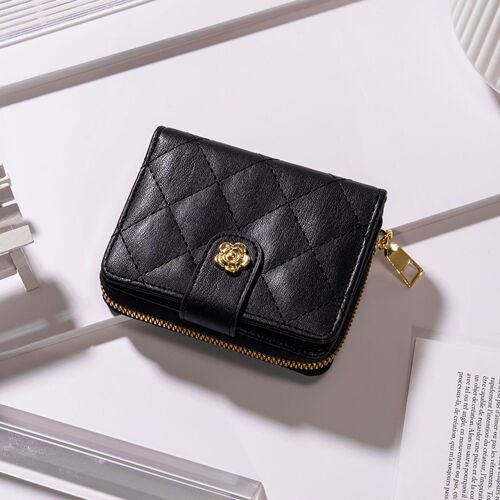 New Style Diamond Pattern Small Scented European and American Ladies Luxury Wallet Money Card Integrated Handbag Credit Card Bag Mobile Phone Bag 