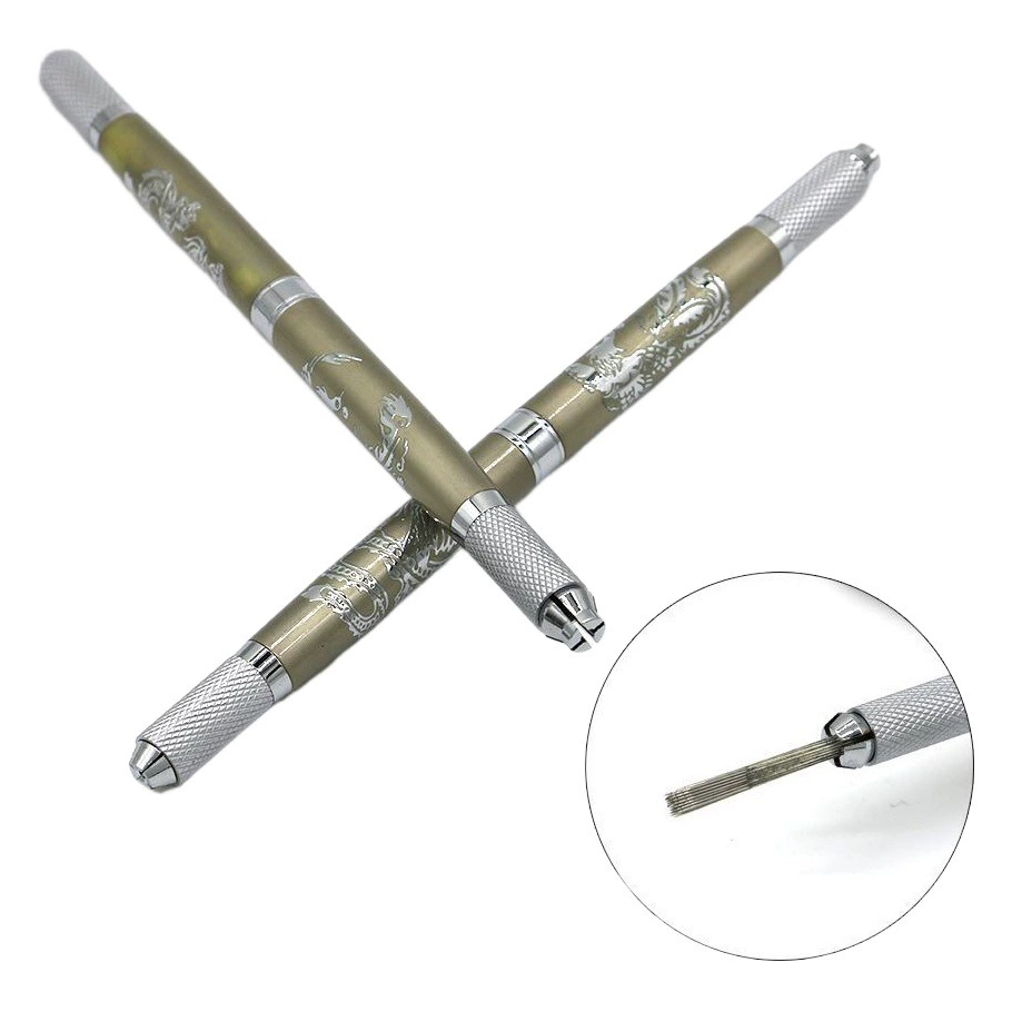 Ручка ручной работы с вышивкой, большое отверстие, подходит для круглых 40 игл, Дракон и Феникс, Серебряная ручка для вышивания, плавающая линия губ, туман, брови