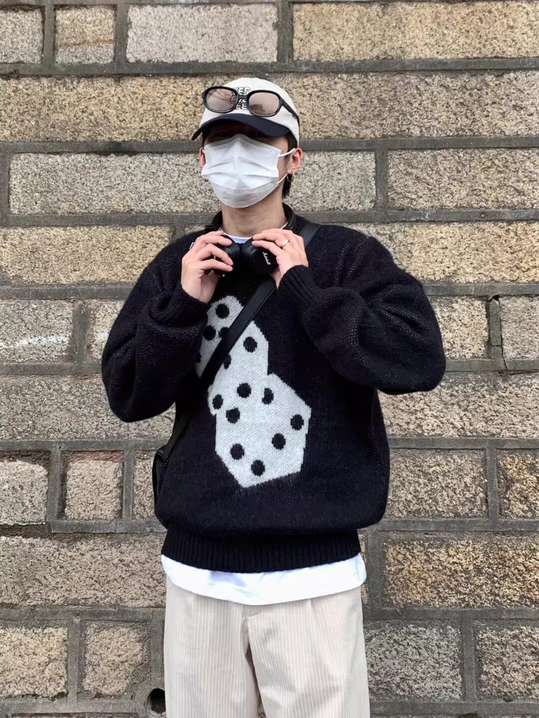 American dice pullover knitted round neck sweater autumn and winter New loose casual cleanfit knitwear coat fashion