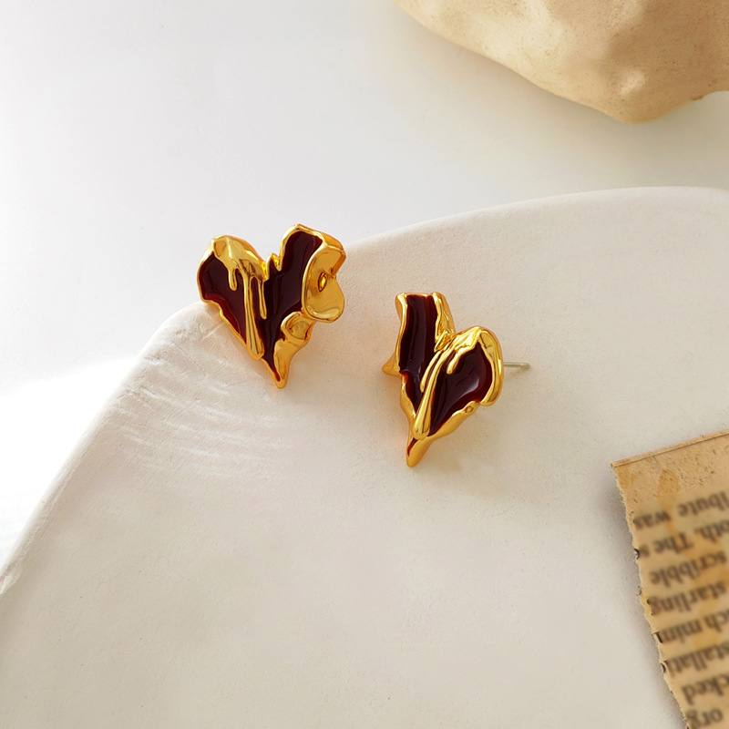 Simple Style Heart Shape Copper Plating Earrings 1 Pair