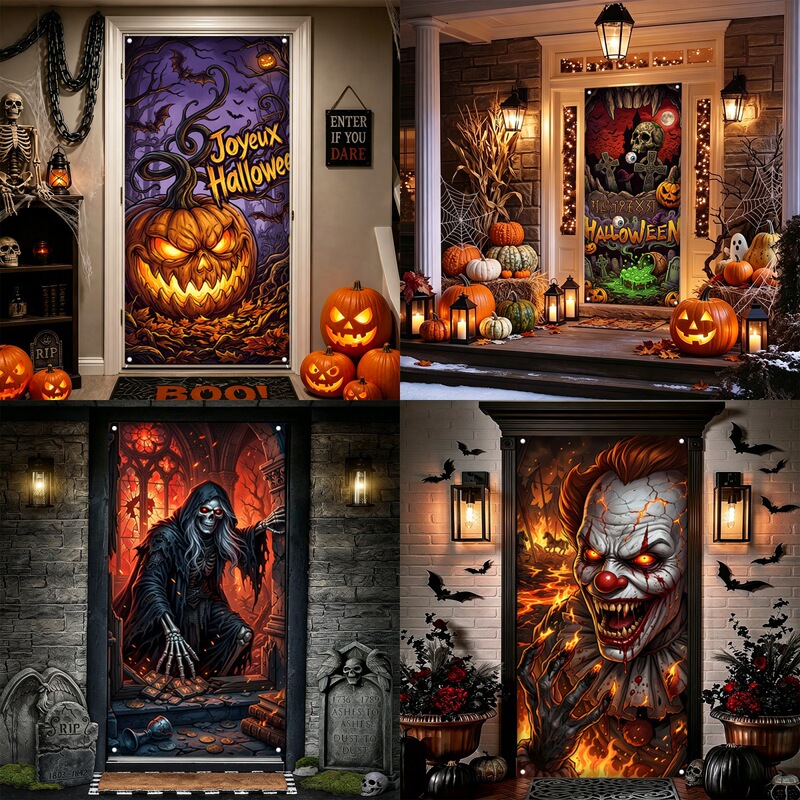 Halloween door cover, door curtain, skull witch, Halloween party decoration, backdrop cloth, hanging cloth, Halloween backdrop cloth Halloween door cover, door curtain, skull witch, Halloween party decoration, backdrop cloth, hanging cloth, Halloween backdrop cloth