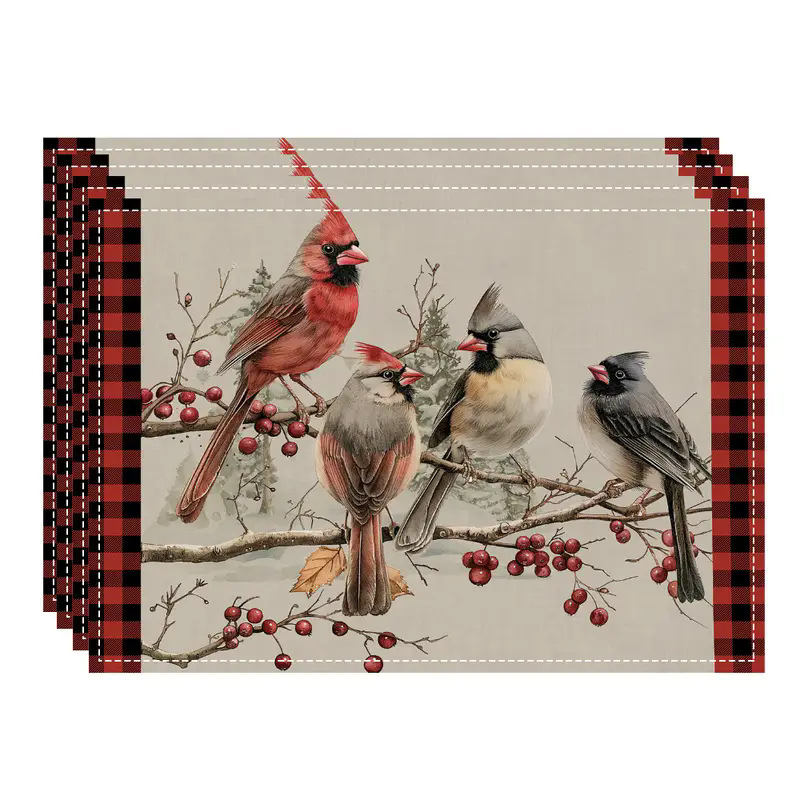 Transfronterizos lino almohadilla de mesa Aliexpress TEMU Amazon almohadilla de mesa cuadrada búfalo rojo almohadilla de Navidad Día de la Independencia