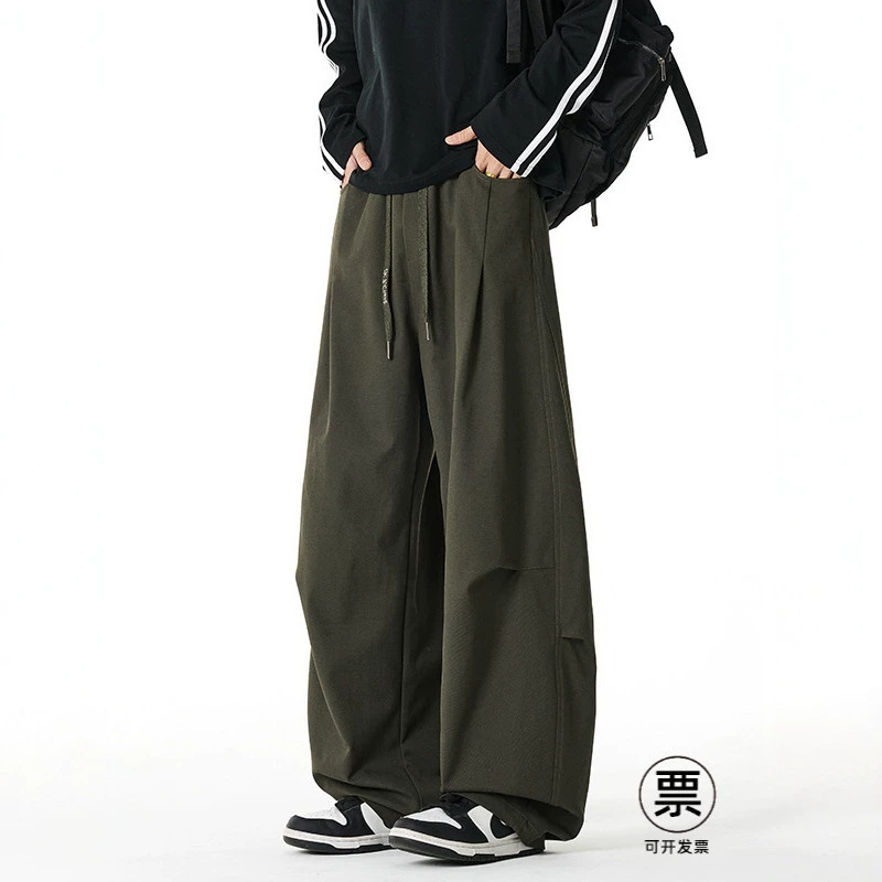 American-Style Pleated Work Pants for Men, 2026 Spring New Loose Straight Wide-Leg Casual Men's Trousers