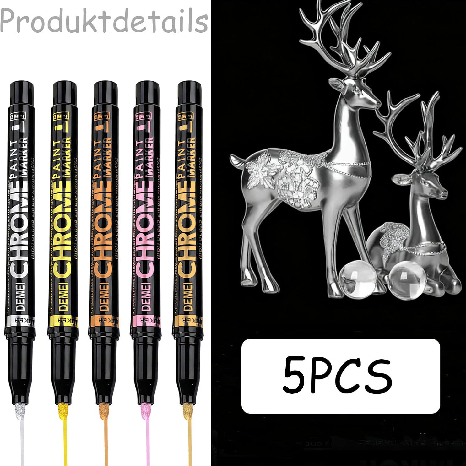 Electroplated Chrome Marker Pen Paint High Glossy Mirror Pen Metal Pen Repair Model Coloring Doodle Pen Custom Factory