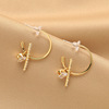 Retro earrings from pearl with tassels, silver needle, European style, wholesale