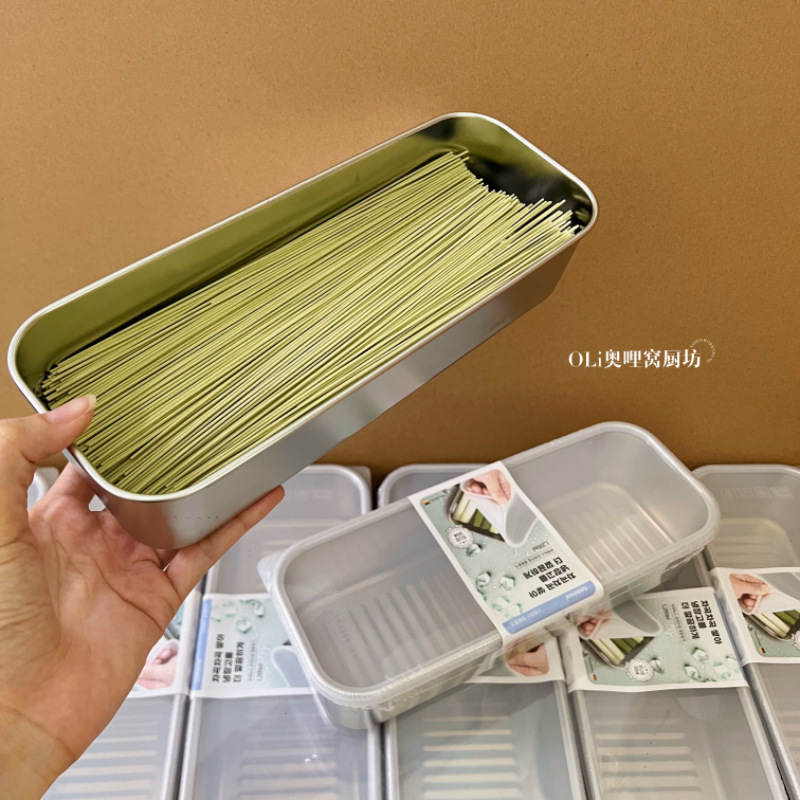 304不锈钢面条收纳盒食品级装意面挂面盒子米桶杂粮密封罐储物筒|undefined