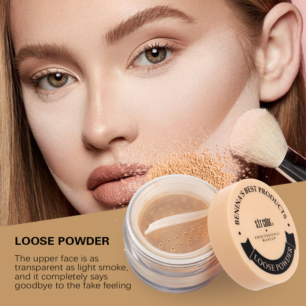 s.f.r color polvo de maquillaje de niebla ligera, polvo de control de aceite facial suave, polvo de miel resistente al agua y antiperspirante. image 2