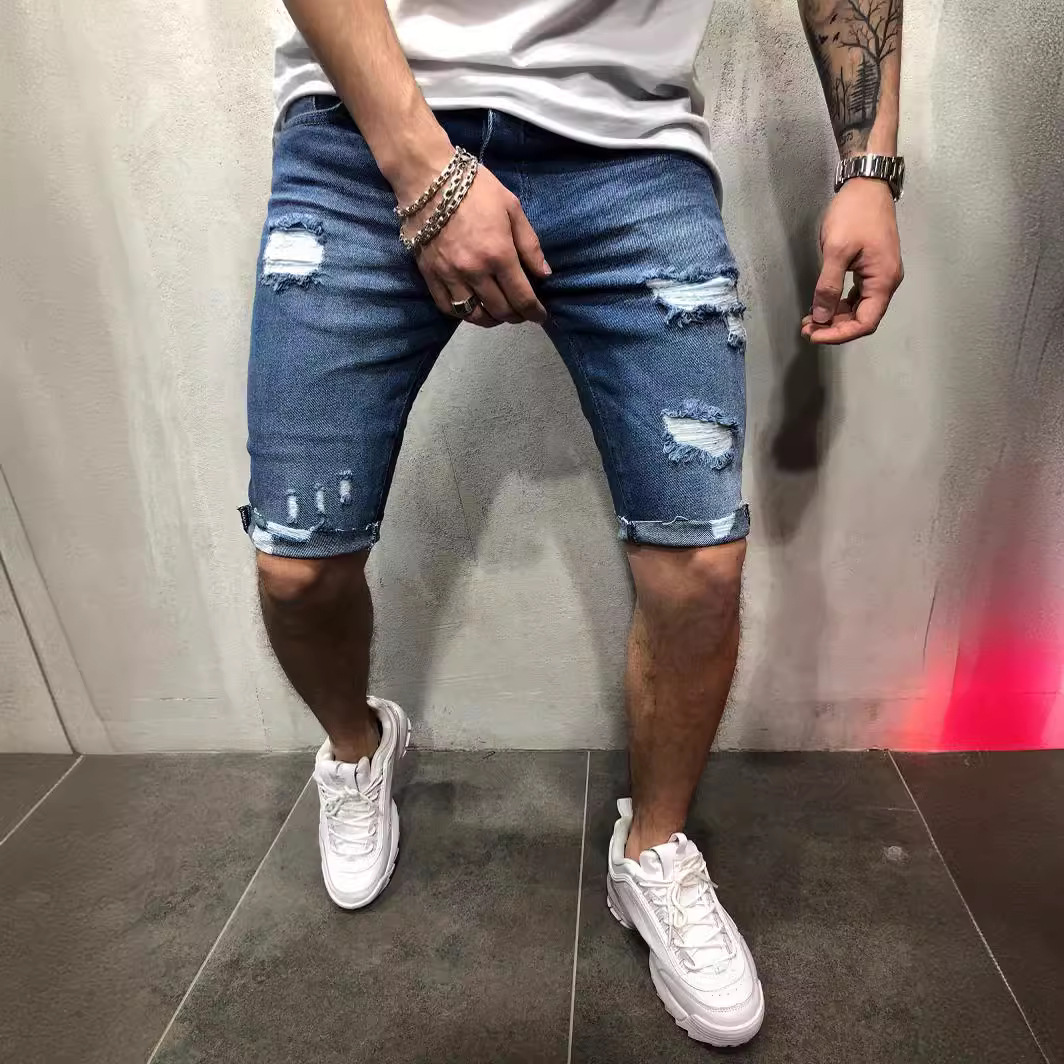 new-european-and-american-denim-capris-with-holes-slim-fit-and-slimming-effect.-cross-border-exclusive-supply-of-new-mens-shorts-for-european-stations new-european-and-american-denim-capris-with-holes-slim-fit-and-slimming-effect.-cross-border-exclusive-supply-of-new-mens-shorts-for-european-stations